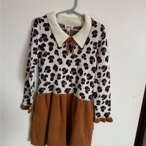 Stylish Leopard Print Dress with Brown Skirt